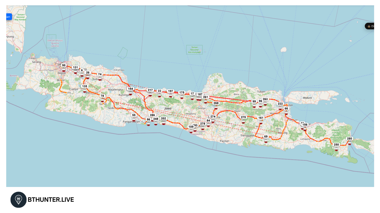 Cara Melihat Semua Perjalanan Kereta Api di BTHunter (Fitur Peta Semua KA)