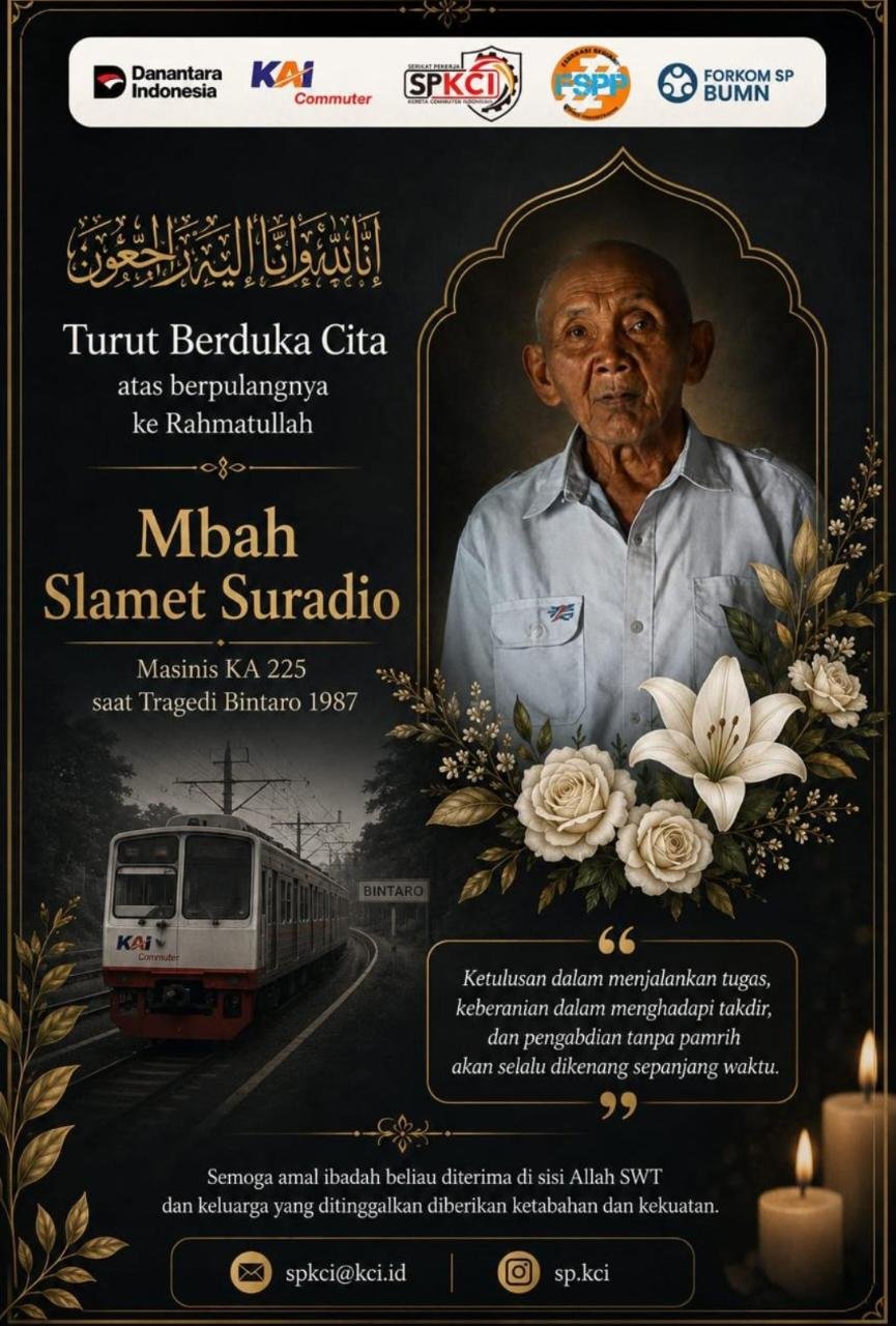Mbah Slamet Suradio, Masinis KA 225, Tragedi Bintaro 1987, sejarah kereta api Indonesia, KAI Commuter, perkeretaapian Indonesia, berita kereta api ter