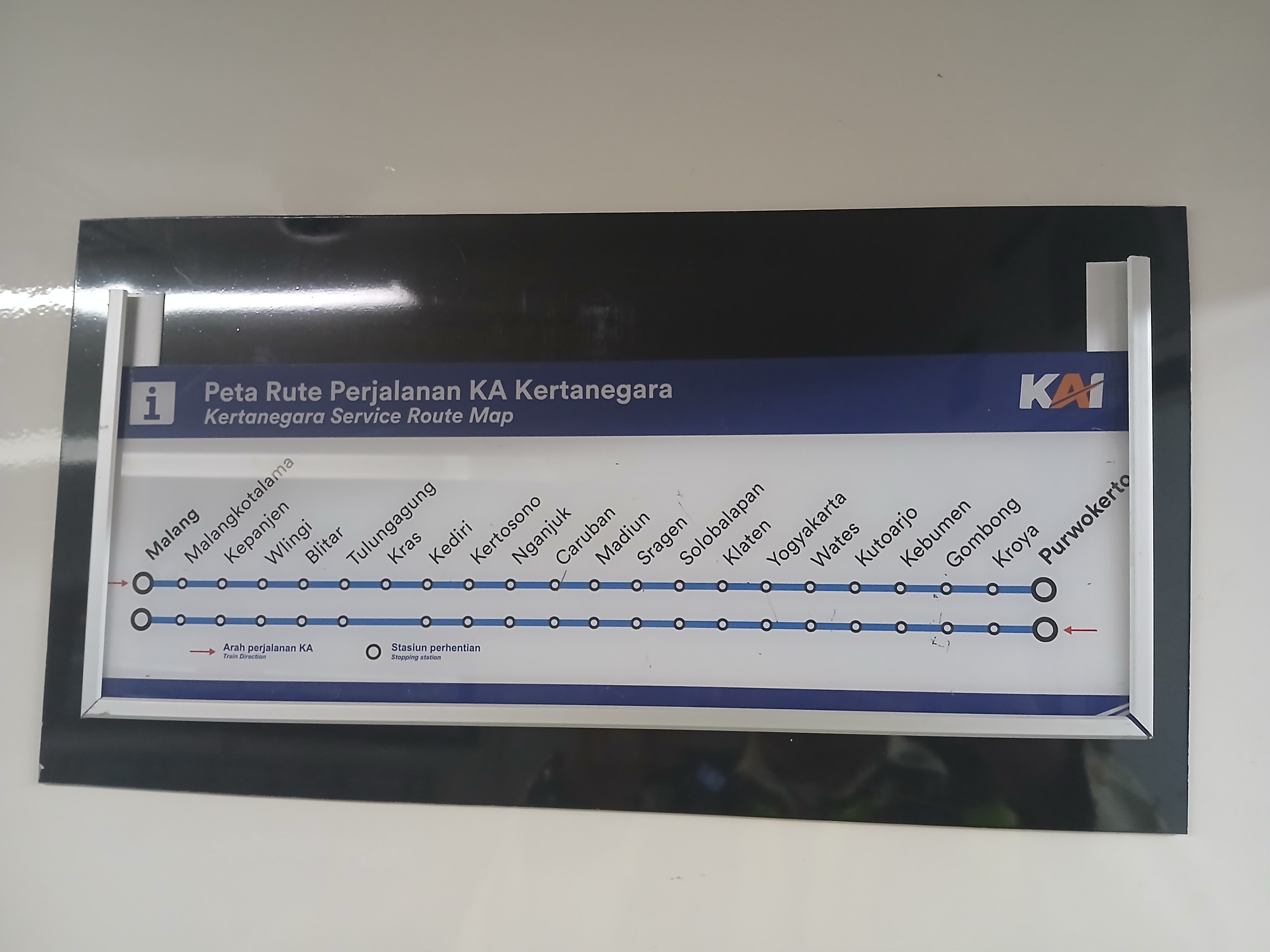 Peta rute perjalan kereta api kertanegara