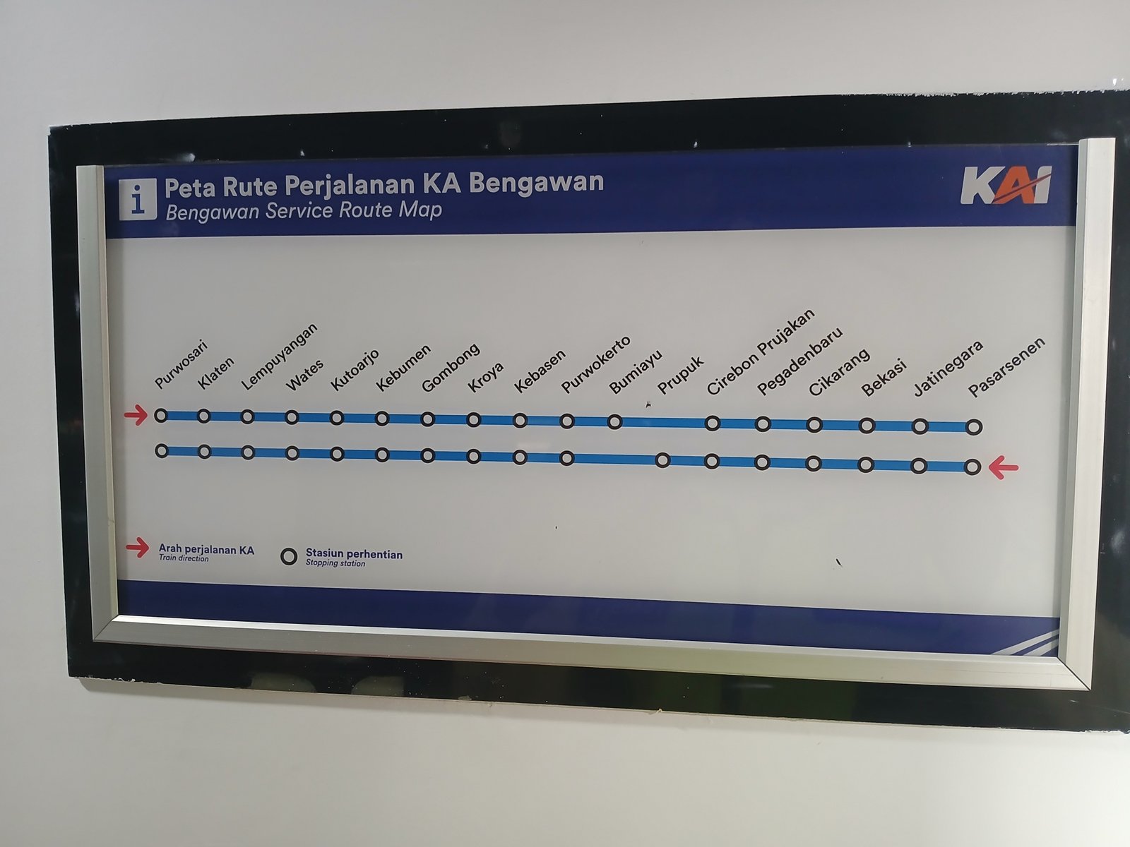 Peta rute yang di lalui kereta api bengawan