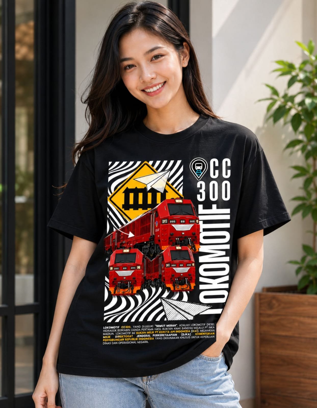 Kaos Railfans CC300 "Semut Merah" – Black Edition