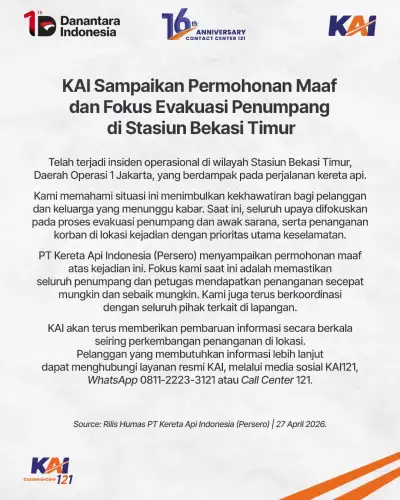 Kecelakaan Kereta api KA 4 Argo Bromo Anggrek dan KRL 5568 di Stasiun Bekasi Timur