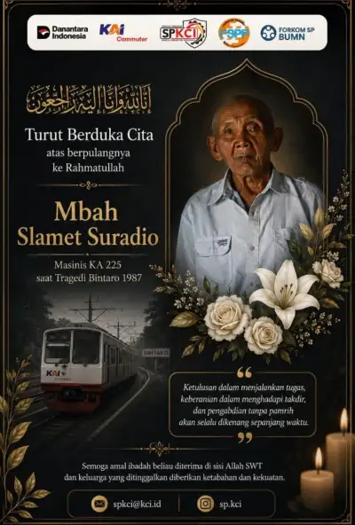 Mbah Slamet Suradio, Masinis KA 225, Tragedi Bintaro 1987, sejarah kereta api Indonesia, KAI Commuter, perkeretaapian Indonesia, berita kereta api ter